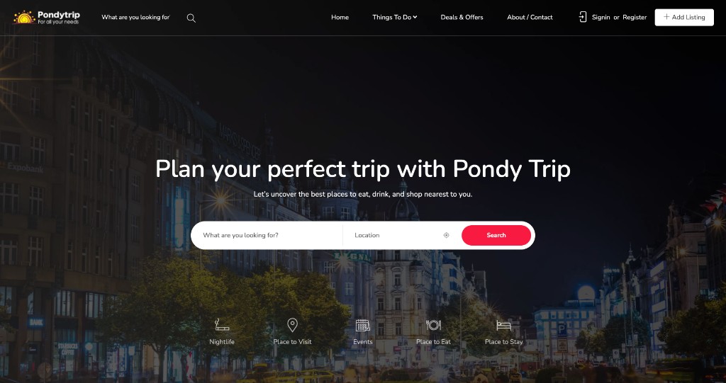 PondyTrip travel and local listing platform for Pondicherry