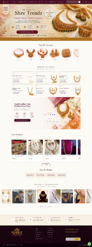 Shretrendz premium imitation jewellery eCommerce website